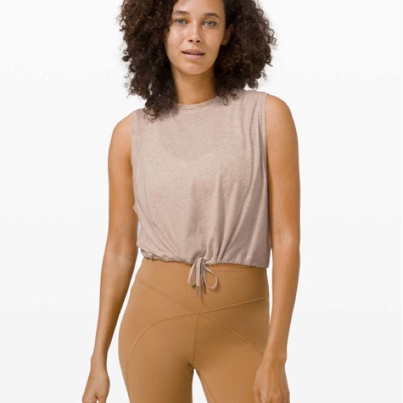 Lululemon Adapt to You Tank Heathered Dune Crop Tank Beige Medium - Picture 3 of 8